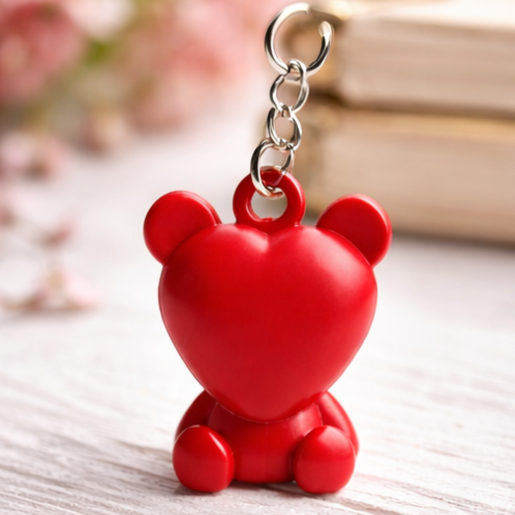 Cute Red Heart-Bear Keychain – Bag Charm & Keyring Accessory